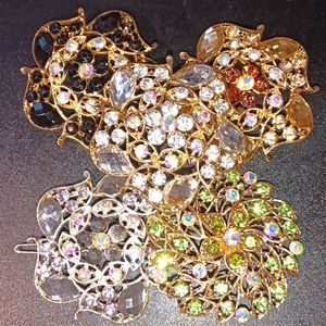 Large beautiful super sparkly floral rhinestone  barrettes $19 ea or five/$76